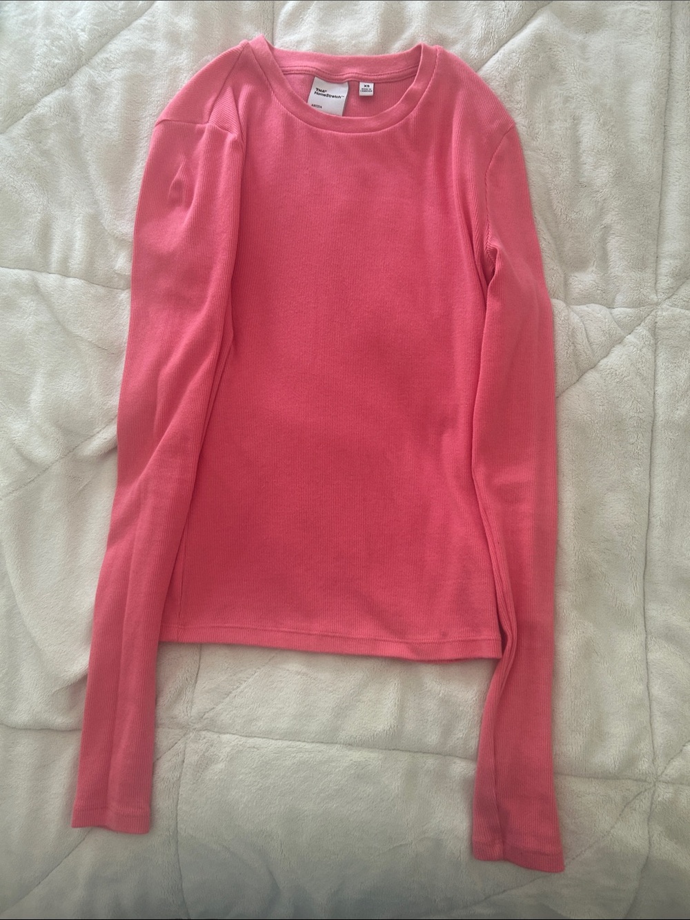 Aritzia TNA HomeStretch Ribbed Long Sleeve Top - Hot Pink